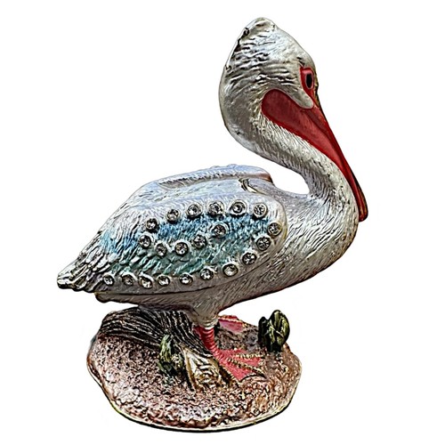 Bejeweled alloy enamel pelican trinket box 2.5”x 2.5” - Picture 2 of 10