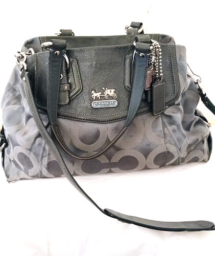 COACH Madison Signature Op Art Sateen Convert Shoulder Bag/Hand Satchel