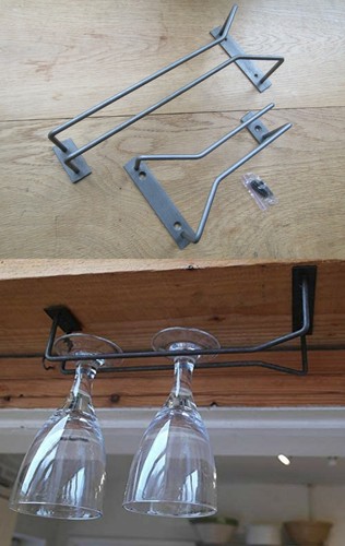 Cast Iron kitchen Industrial Wine Gin Glass Holder Wire Ceiling Mounted Holder - 第 1/6 張圖片