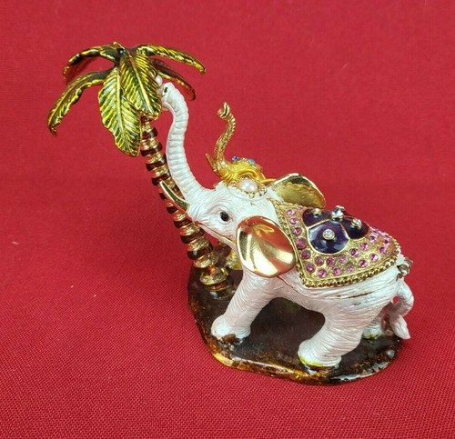 CAJA BARATIJA VINTAGE QIFU Duel Elephant DIAMANTES DE IMITACIÓN Joya y Esmaltada Oasis - Imagen 4 de 10