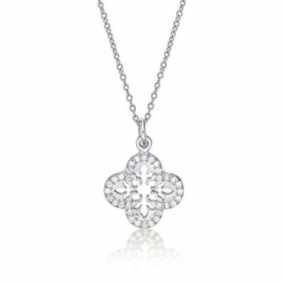 Sterlingsilber Glücksklee Anhänger Halskette 18-20 Zoll Zirkonia