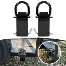 Black 2Pk Adjustable Trailer Stake Pocket D-Ring Heavy Duty Load Limit 5400lbs