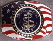 Military Belt Buckle metal Navy Emblem  Flag NEW