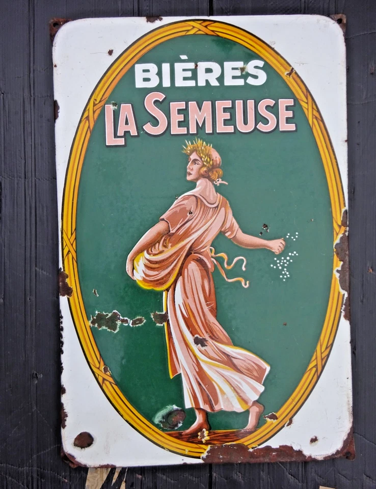 Plaque émaillée ancienne Bières LA SEMEUSE EAS Déco Bar Cave Bistro Cuisine - Photo 2/4