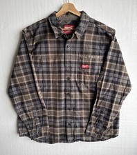 Milwaukee GridIron Heavy Plaid Flannel Button Up Shirt Men's Size XL Workwear