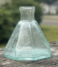 Nice Antique crude  Aqua Open Pontil umbrella Inkwell