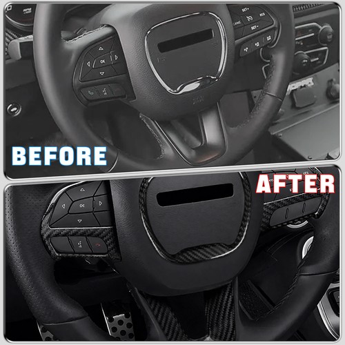 Dry Carbon Fiber Steering Wheel Panel Cover Trim Fit For Dodge Charger 2015-2023 - Picture 8 of 9
