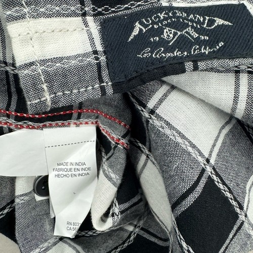 LUCKY BRAND Black Label Herren Langarm Hemd mit Knöpfen schwarz/weiß Windowpane - L - Bild 8 von 9