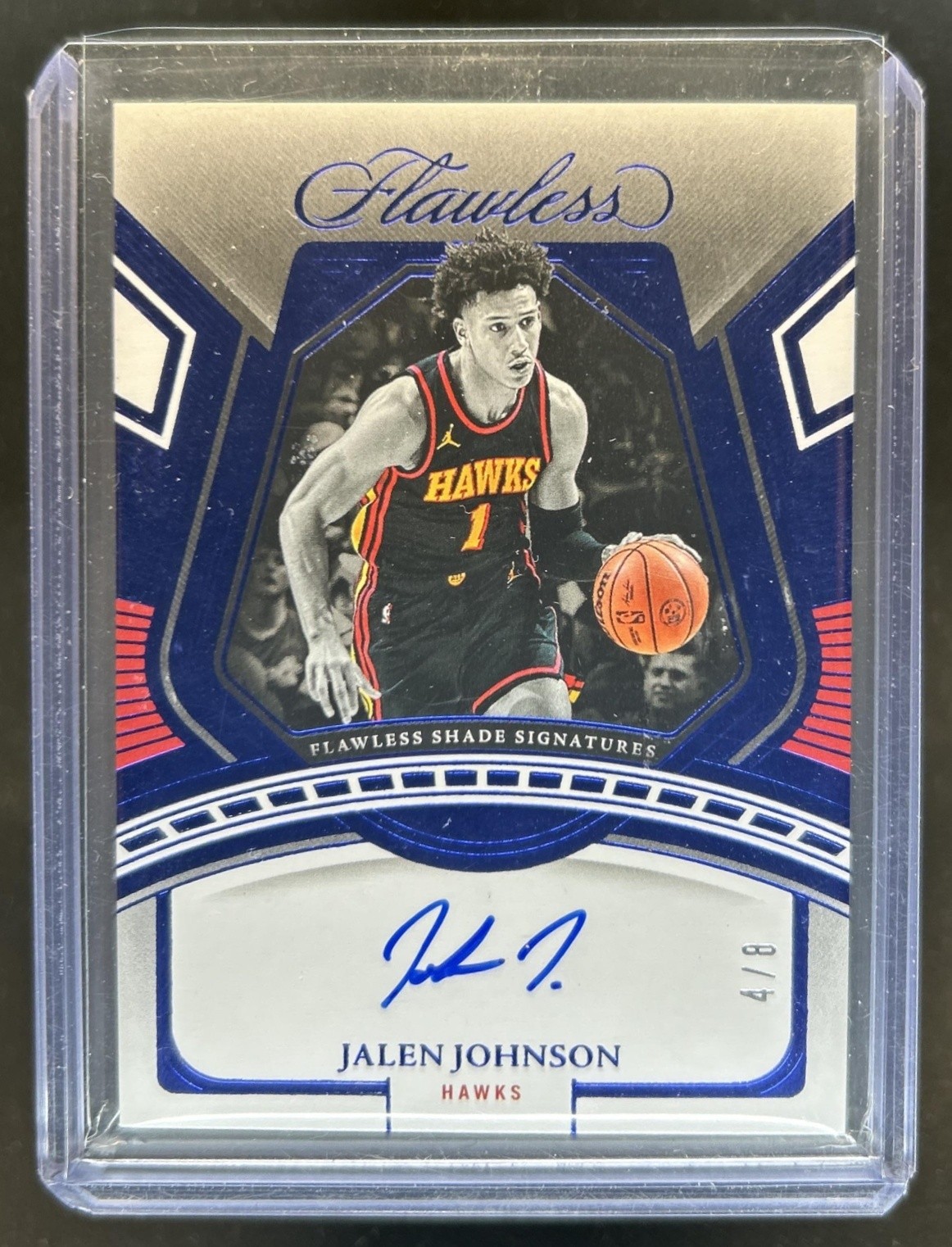 2023-24 Panini Flawless Jalen Johnson 2023 Shade Signatures Blue Auto #/8 Hawks view 1