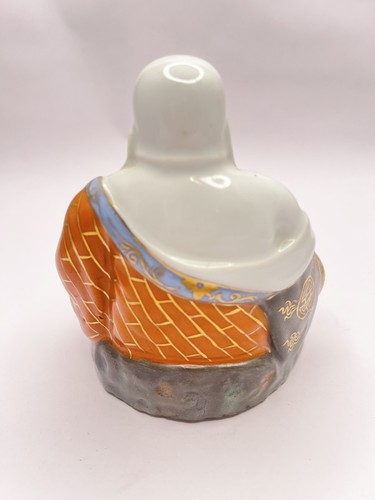Old Chinese Porcelain Feng Shui Happy Maitreya Laughing Buddha Statue 6” Marked - Picture 4 of 5