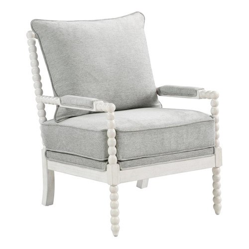 Kaylee Spindle Chair in Smoke Gray Fabric with White Frame - Picture 1 of 9