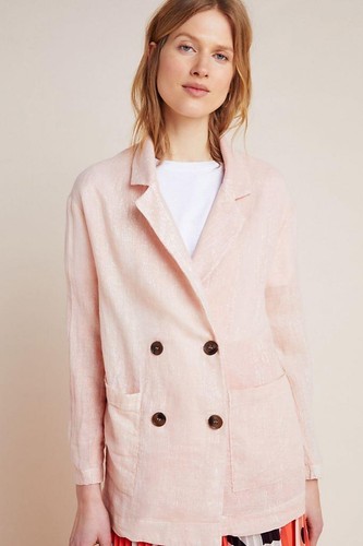 Chaqueta Blazer Anthropologie Amadi Kaye Grande Naranja Pálido Manga 3/4 Nueva Etiqueta $128 - Imagen 2 de 7