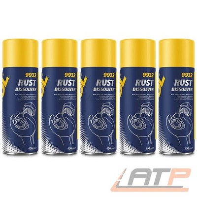 MANNOL 5x 450 ml RUST DISSOLVER ROSTLÖSER KRIECHÖL ROSTENTFERNERSPRAY