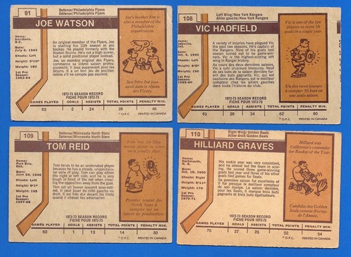 1973-74 OPC O PEE CHEE NHL HOCKEY CARD LIGHT WHITE BEIGE BACK 1-132 SEE LIST - Picture 406 of 492