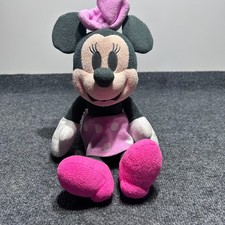 Disney Baby Minnie Mouse Plush 14" Pink Gray, pink dress with dots
