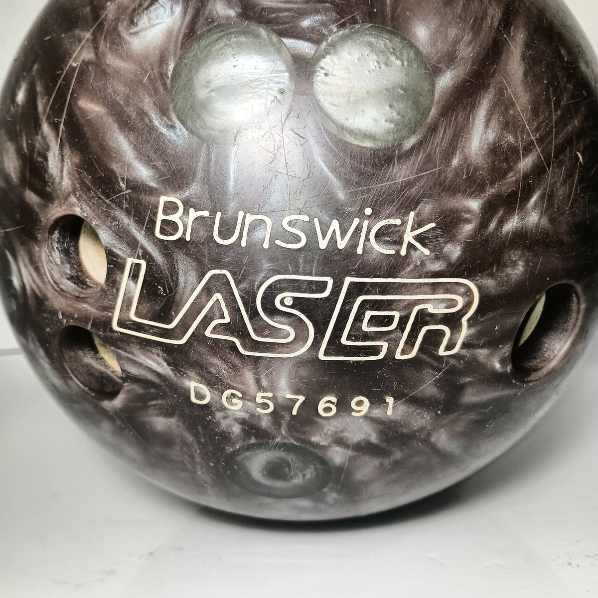 Vintage 13 Lb Brunswick LASER Silver Pearl Swirl Bowling Ball | eBay