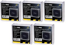 5 Ultra Pro Regulation UV Hockey Puck Holders Clear Display Case Square Storage