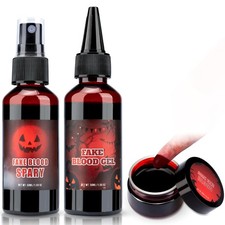 TonJin Halloween Fake Blood Makeup Kit, 3PCS Realistic Washable Costume Red