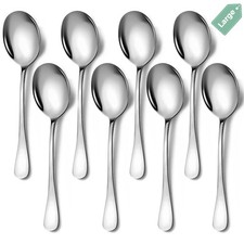 Stainless Steel Serving Spoons Set, 8pc, 10-Inch, Includes 8 Large Spoons, fo...