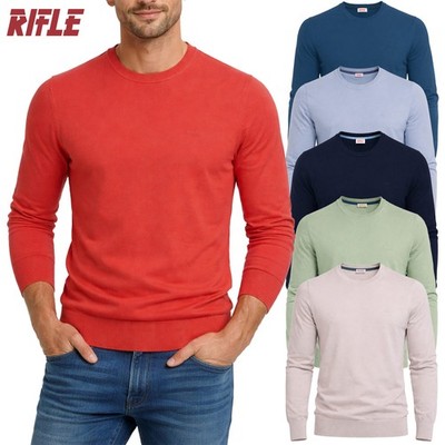 Herren Pullover Baumwolle Rundhals unifarben RIFLE Mehrfarbig M L XL XXL 3XL