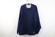 Vintage 90s Russell Athletic Mens Large Faded Blank Henley Sweatshirt Blue USA
