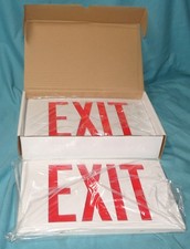 = Exitronix LED Exit Sign White Thermoplastic VEX-U-BP-WB-WH Double Sided RED