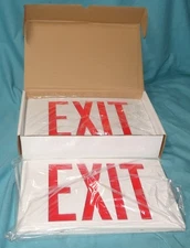 = Exitronix LED Exit Sign White Thermoplastic VEX-U-BP-WB-WH Double Sided RED