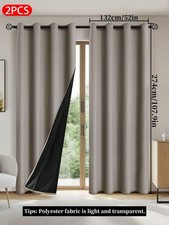 2pcs Khaki Blackout Curtains 132x274cm Grommet Thermal Insulated