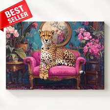 Wall Art Vibrant Eclectic Cheetah Lounge Maximalist Interior Some Rooms Canvas