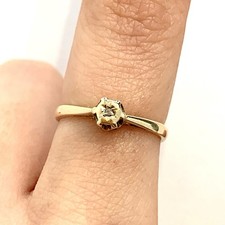 Diamond Ring 9ct Solitaire Dainty Hallmarked 375 Yellow Gold - Size I 1/2