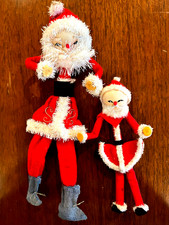 50's Tall  Short Red Felt Skinny Santas made in Japan