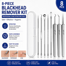 8PCS  Blackhead Remover Kit Acne Pimple Extractor Tools Stainless Steel UK
