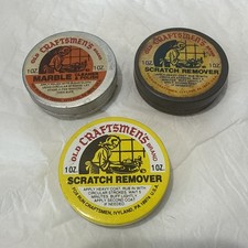 (3) VINTAGE Old Craftsman's Brand Scratch Remover 1 oz Tins. Full & Barley Used