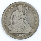 1843 Liberty Seated Half Dollar AG Silver 50c