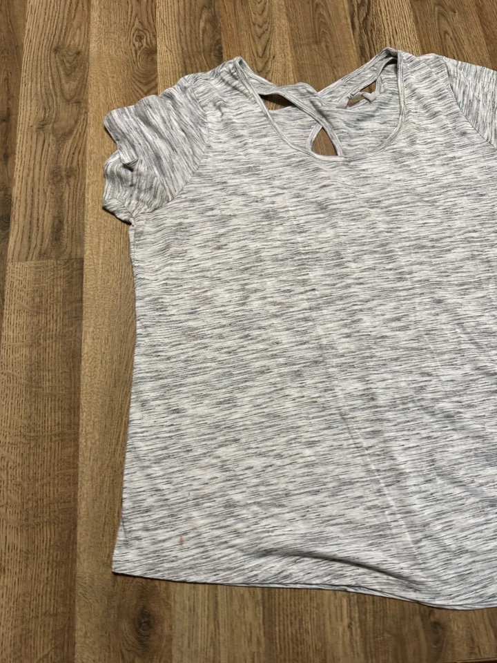 Harmony & Balance Shirt, Women's Plus 2X, Grey Black White, Criss-cross Back - Image 3 of 4