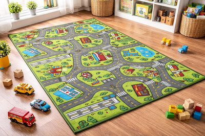 Kids Carpet Playmat Rug City Life Great for Playing with Cars and Toys - Play Le