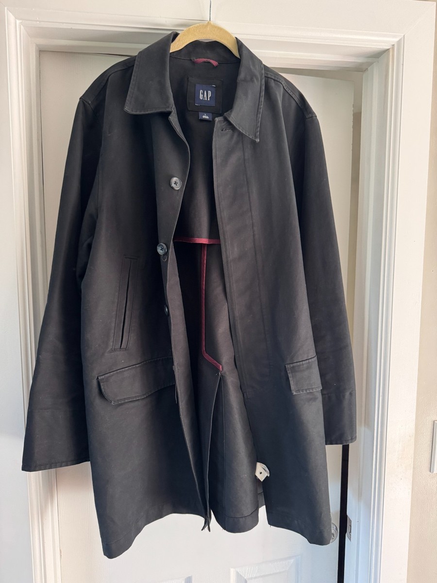 3️⃣様 Men's GAP Black Trench Coat Vintage- Size Large | eBay
