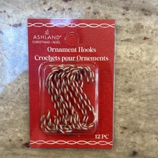 CHRISTMAS ORNAMENT HOOKS HANGERS ASHLAND CANDY CANE STRIPED S HOOK 12 PC PER PKG