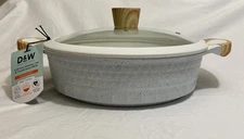 D&W Deane & White 4.2qt Low Casserole 11” Skillet W/Lid Nonstick Shiny White NEW