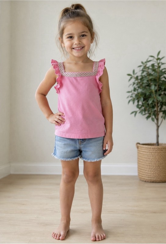 Janie And Jack Girl Pink Top Size~4