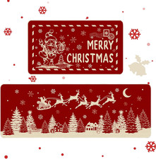 Christmas Kitchen Rug Set of 2   Santa  Reindeer Holiday Mats