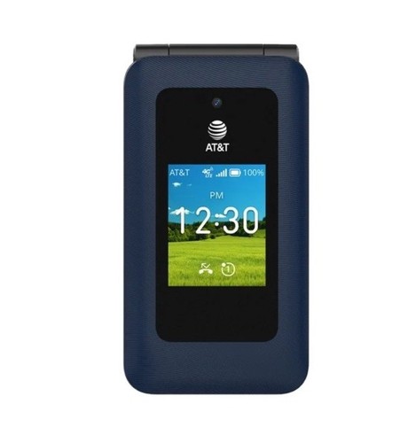 AT&T Prepaid Cingular Flex 2 Flip Phone 4GB 4G LTE Navy Locked Easy To Use
