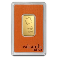 20 gram Gold Bar - Valcambi (In Assay) 4542.68 per troy oz