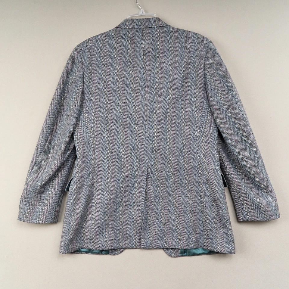 Abrigo deportivo vintage Palm Beach 38S gris azul púrpura lana twead 2 botones de cuero Foto 4 de 4