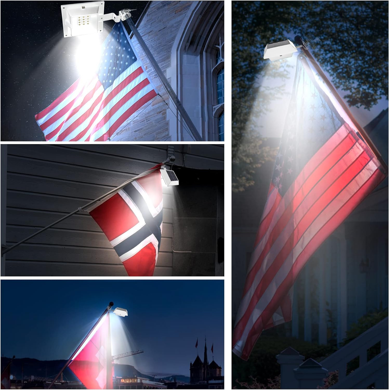 Solar Flag Pole Light, Bright White 6000k Flagpole Light Upgrade Solar Powered f