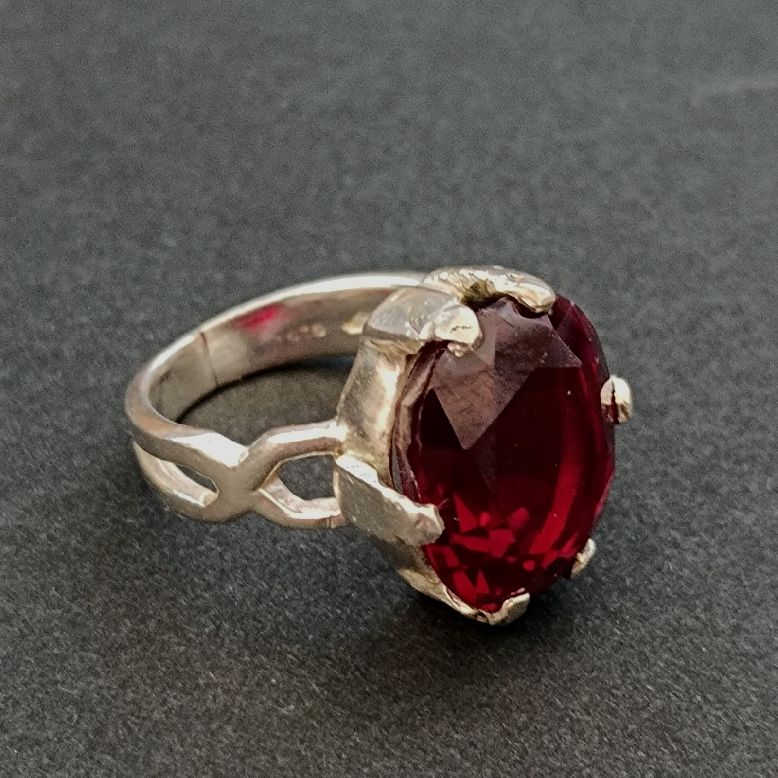 Vintage Sterling Silver Ring Large Ruby Tested Mo… - image 23