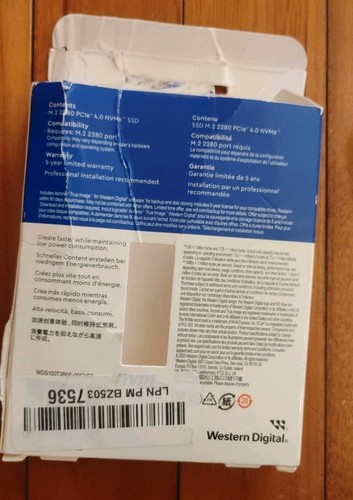 Western Digital WD Blue SN580 1TB NVMe SSD NIOB Box Damaged (Pics) - Afbeelding 5 van 5