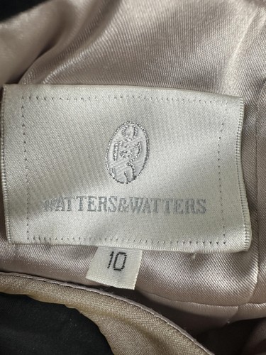 Watters & Watters Kleid Damen 10 Champagner Schwarz Chiffon Neckholder Langkleid 9592 - Bild 12 von 13