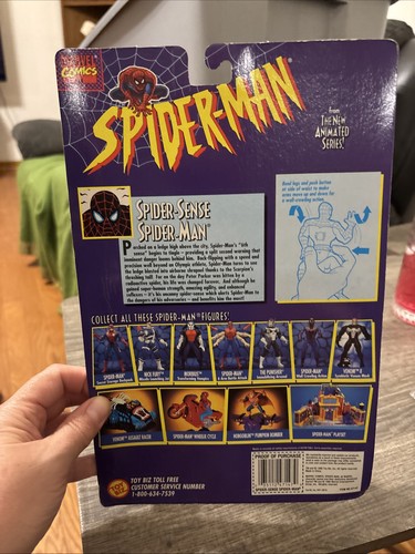 Spiderman Animated Series Spider Sense Spider-Man Marvel ToyBiz 1995 Vtg Toy NEW - Picture 3 of 3