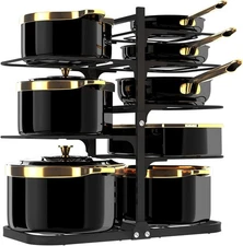 Heavy Duty 8-Tier Adjustable Pot Pan Organizer Rack Cabinet Cast Iron